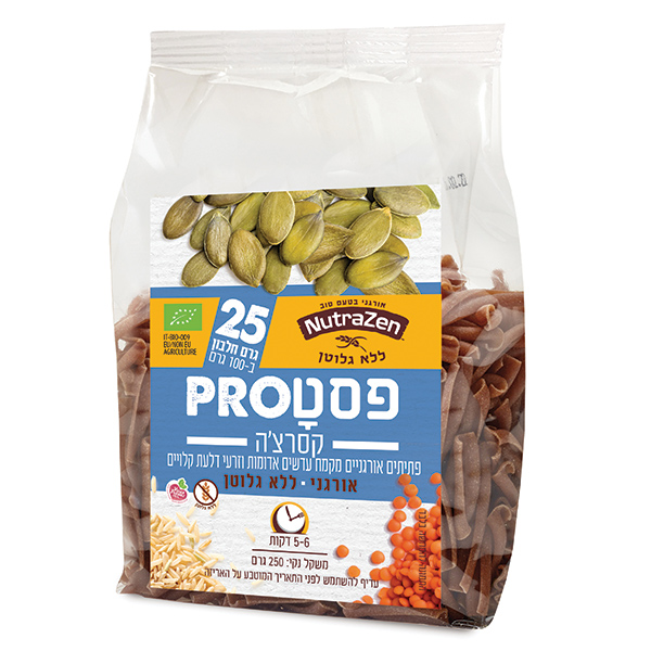 פסטה PRO- עדשים אדומות וזרעי דלעת אורגני